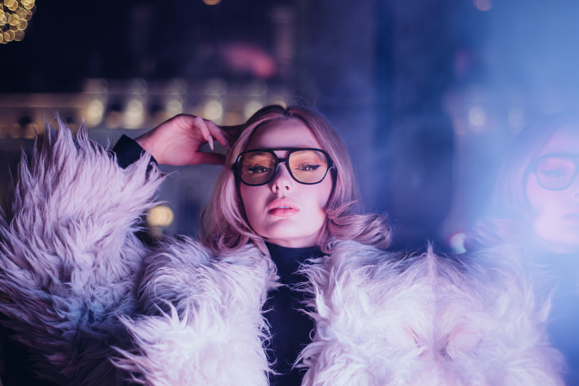 London editorial beauty portrait in warm directional light