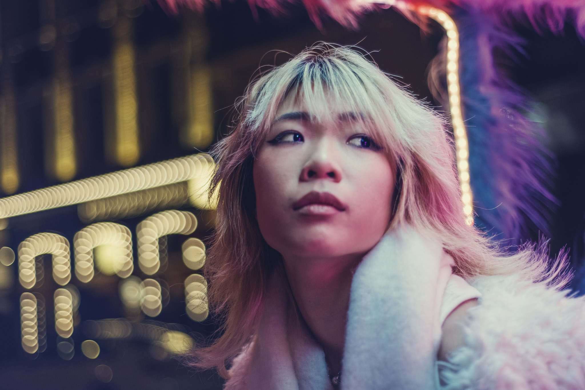 Sophie night portrait with urban fashion styling