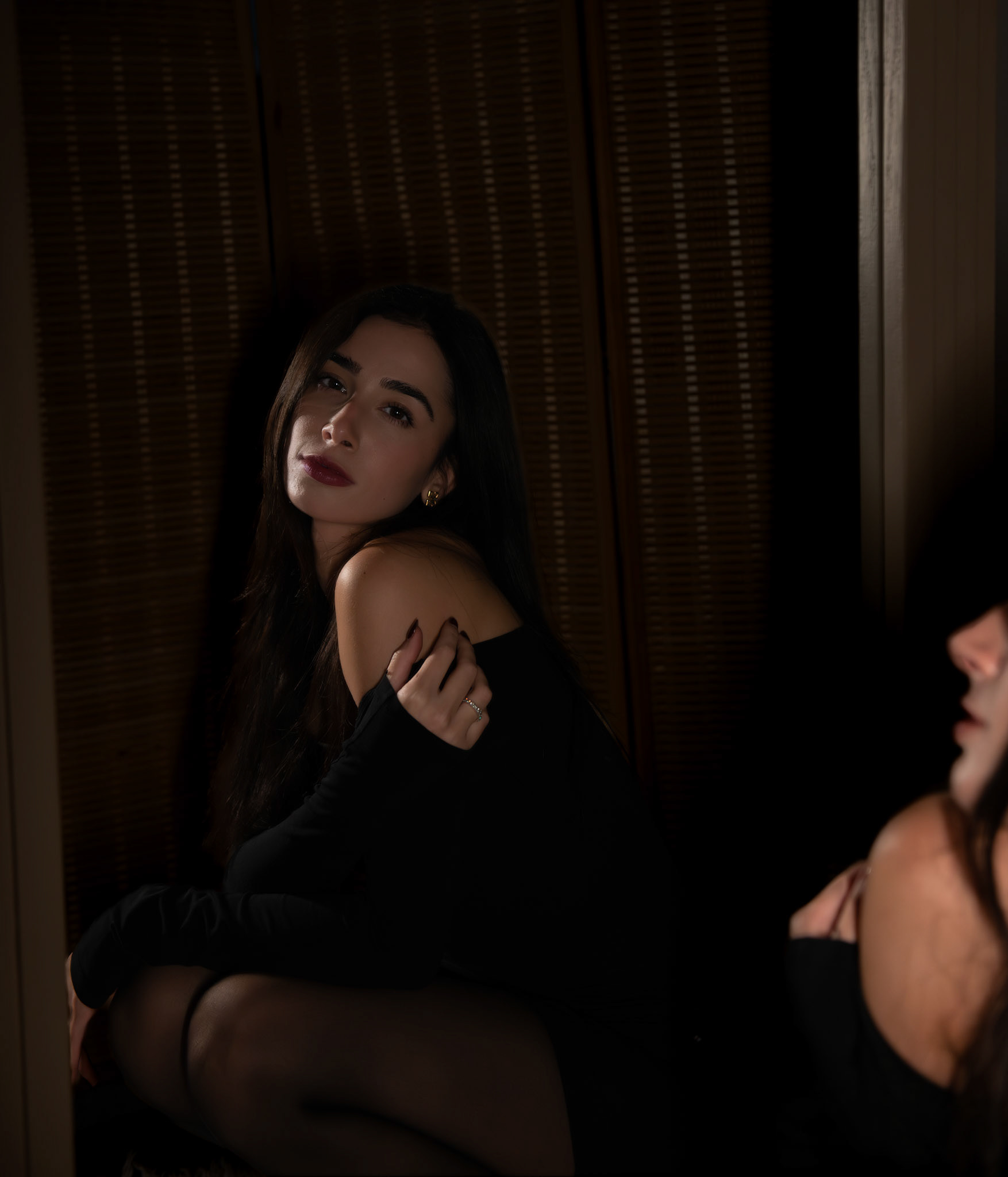 Controlled studio fashion portrait for a London portfolio session